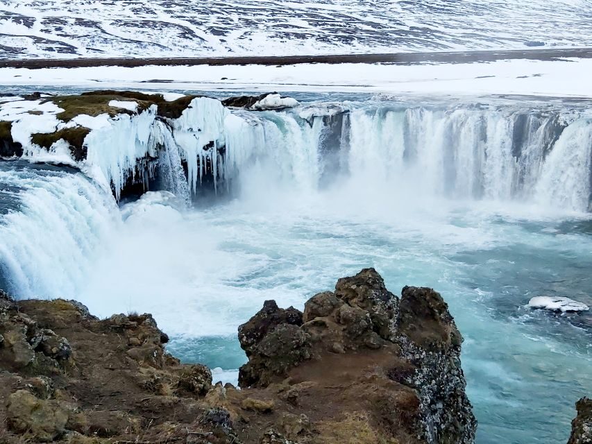 From Akureyri: Godafoss and Lake Myvatn - Goðafoss: the waterfall stop with history in the background