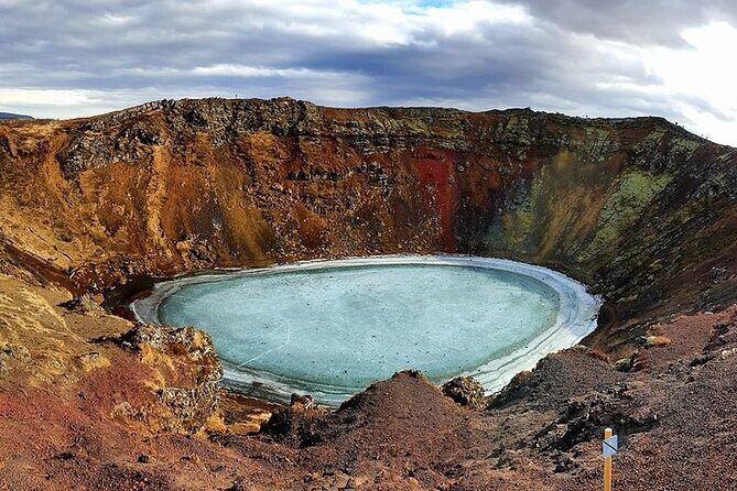 Golden Circle, Kerid Crater & Geothermal Lagoon -Small Group Tour - Kerið crater: red and green slopes surrounding a blue lake