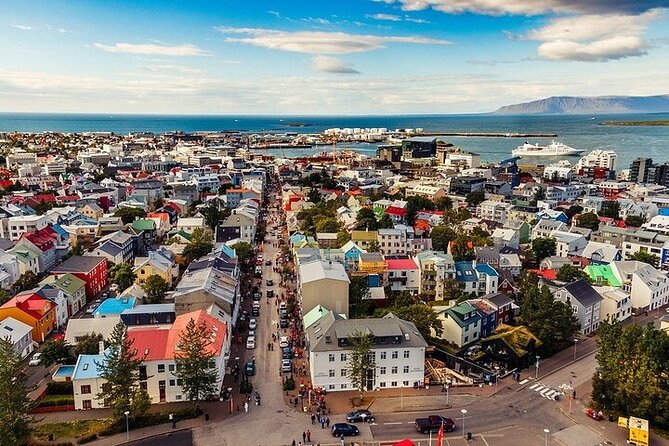 Helicopter Tour: Reykjavik City with landing at Mount Esja - Reykjavik from above: roofs, parks, and the harbor view