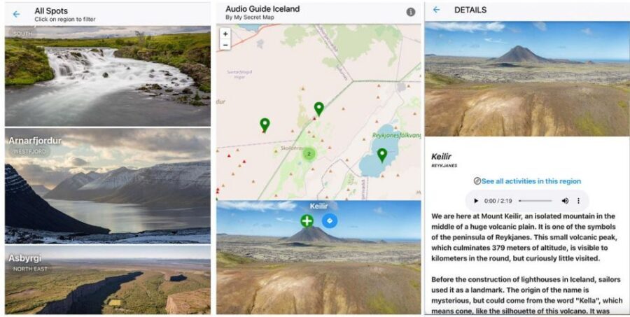 Iceland: Audioguide, Interactive map 200 spots ++ - Geolocation map and itinerary guidance: staying found in Iceland