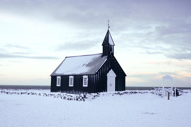 Private Snæfellsnes Peninsula and local Lunch - Budakirkja: the black church stop that photographers love